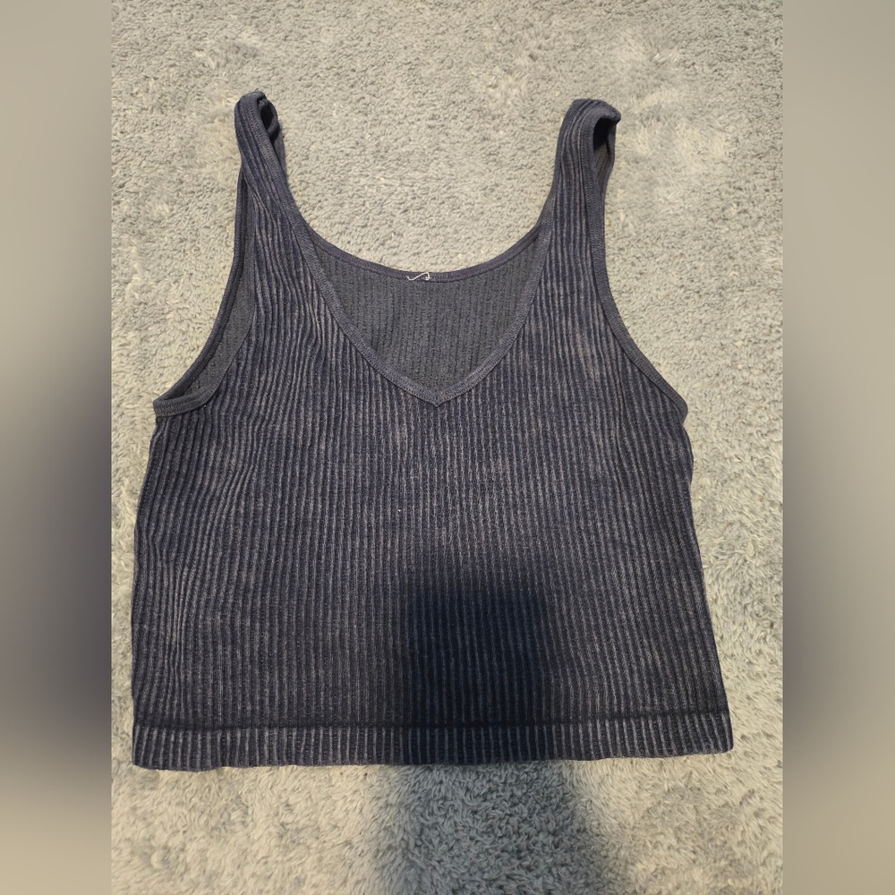 Urban Outfitters Gray Ribbed Crop Tank Top